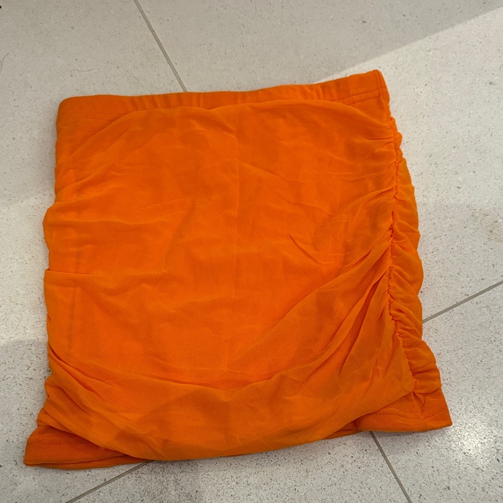 Orange Ruched Skirt